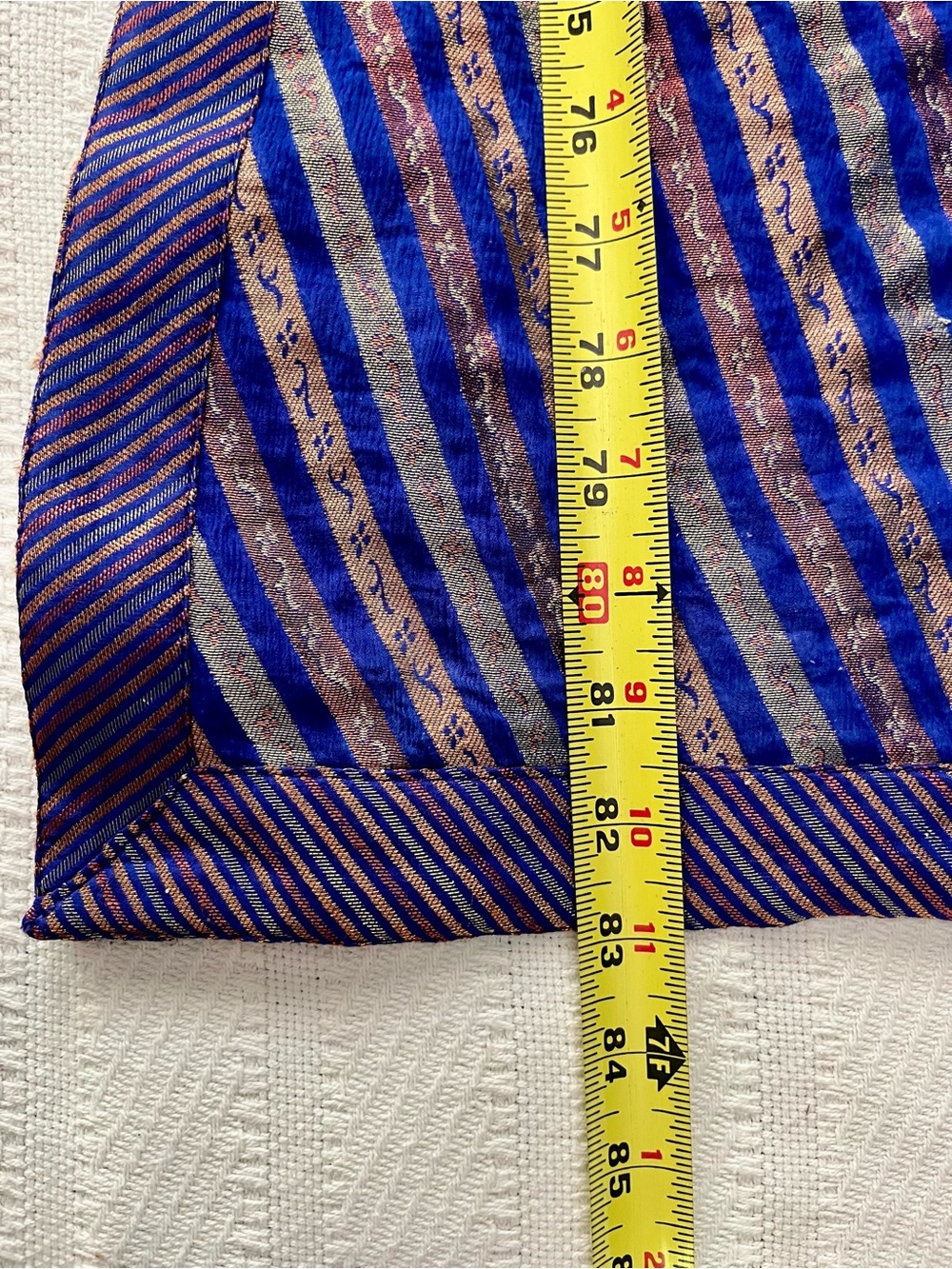 Striped Luxy Indigo & Gold & Bronze Textured Wrap Shawl Scarf Dupatta Chunni - Picture 4 of 11